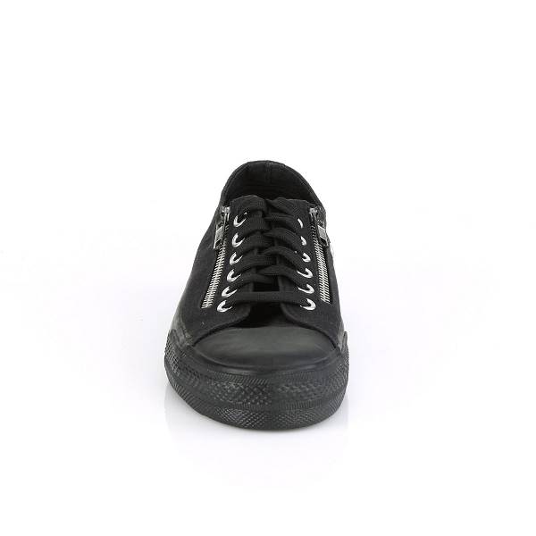 Demonia Women's Deviant-06 Sneakers - Black Canvas D4315-86US Clearance